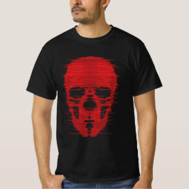 Röd Skalle Glitch Art T Shirt