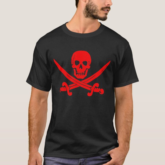 Röd skalle och korsad T-tröja för Tee Shirt (Framsida)