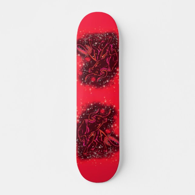 Röd Skateboard Bulls som kör Starry Natt (Framsida)