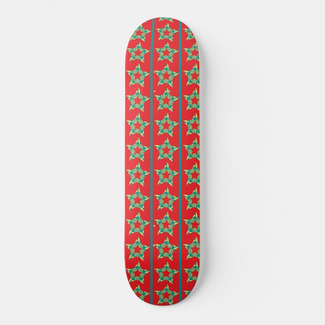 röd skateboard med feststjärnor (Framsida)