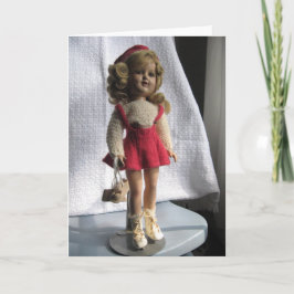 Röd Skater Doll 1 gratulationskort - tomt Helgkort