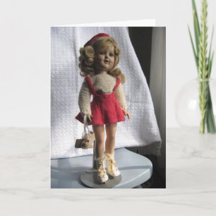 Röd Skater Doll 1 gratulationskort - tomt Helgkort