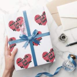 Röd Sketchy-hjärta tillverkat med Kärlek Presentpapper