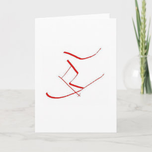 Röd Skier Kort