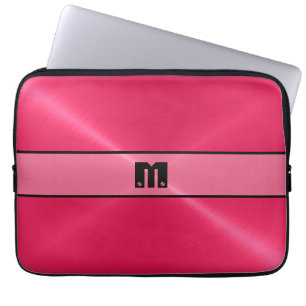 Röd skina rostfritt stålmetall 2 laptop fodral