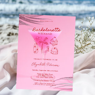 Röd skiss Sängkammarweekend Rosa Cocktail Inbjudningar