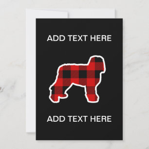 Röd skogshuggarplaid Newfypoo-hund Julkort