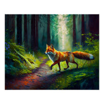 Röd skönhet på jakten, skogsbor