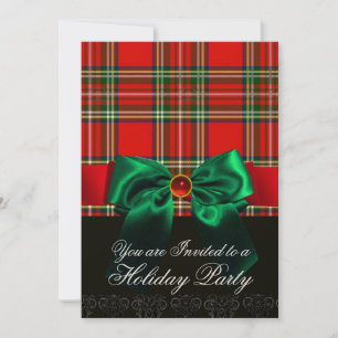 RÖD SKOTSK TARTAN MED GRÖN BÅGE JULFIRANDE INBJUDNINGAR