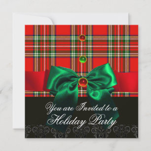 RÖD SKOTSK TARTAN OCH GRÖNA BAND JULFIRANDE INBJUDNINGAR