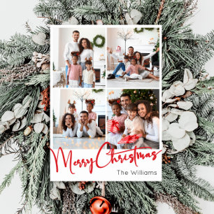Röd Skrift God Jul Vertikal 7 Foto Julkort