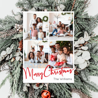 Röd Skrift God Jul Vertikal 7 Foto Julkort