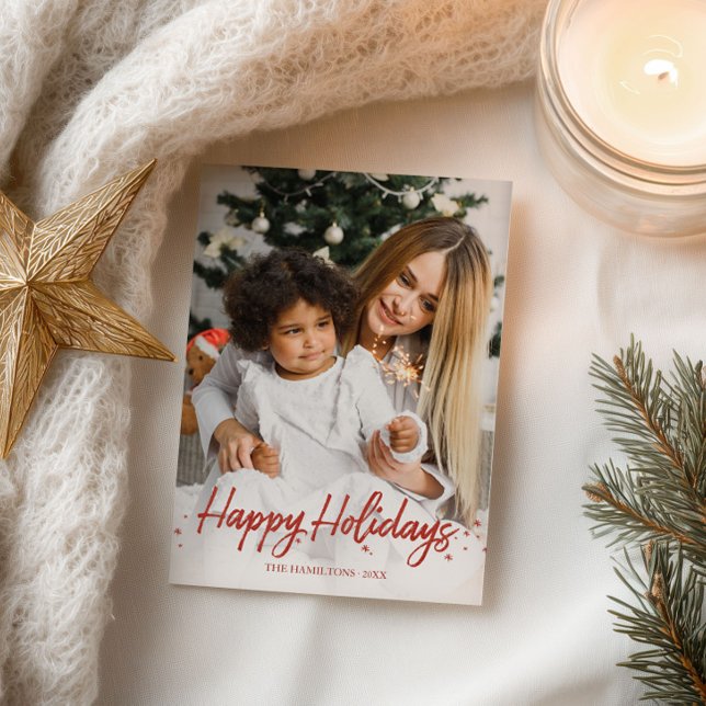 Röd skript unik foto God jul jul Vykort (Skapare uppladdad)