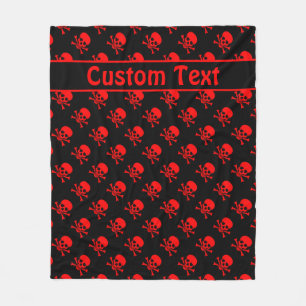 Röd skull och Crossbone Blanket med Anpassningsba Fleecefilt