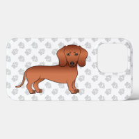Röd slät päls dachshund söt tecknad hund & tass