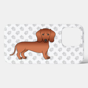 Röd slät päls dachshund söt tecknad hund & tass