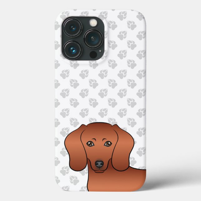 Röd slät päls Dachshund Söt tecknad hundhuvud (Baksida)
