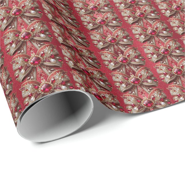 Röd slinga höjdpapperspapper presentpapper (Rullad Hörn)