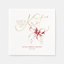 Röd slinga Hon knyter knuten Bröllopsfest Pappersservett