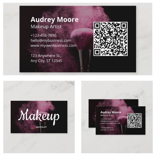 Röd sminkör visitkort (Pink Makeup Artist Business Card
)