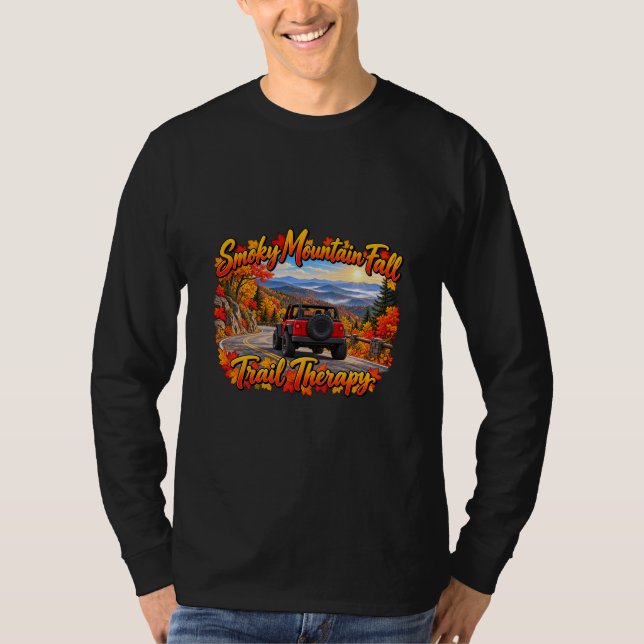 Röd Smoky Mountain Höst Stigterapi T Shirt (Framsida)