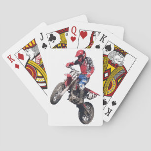 Röd smutscykel spel kort