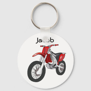 Röd smutscykelmotorcykel Keychain Nyckelring