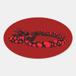 Röd snake med öron ovalt klistermärke