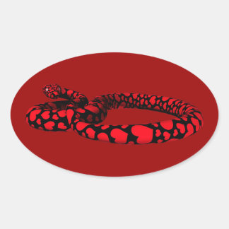 Röd snake med öron ovalt klistermärke