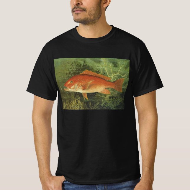 Röd snapperfisk av Kilbourne, Vintage marint liv Tee (Framsida)