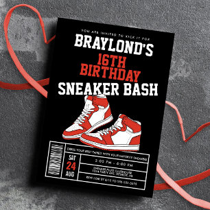 Röd Sneaker Bash Födelsedag Inbjudningar