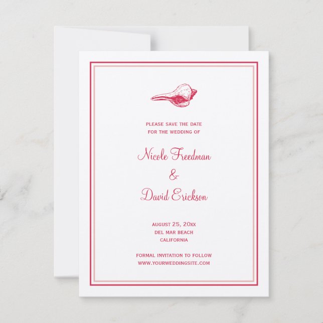 Röd snigelskal bröllopsannonsering spara datumet inbjudningar (Framsida)