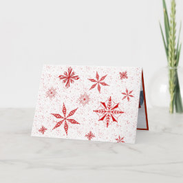 Röd snö på vit canvas julkort design tack kort