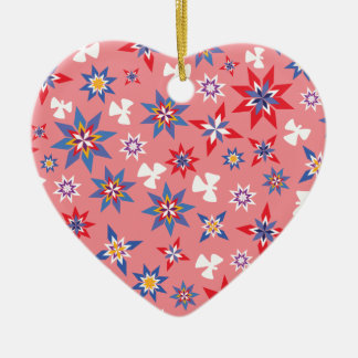 röd snöängel & blått julgransprydnad keramik