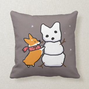 Röd Snömannen Corgi Kudde