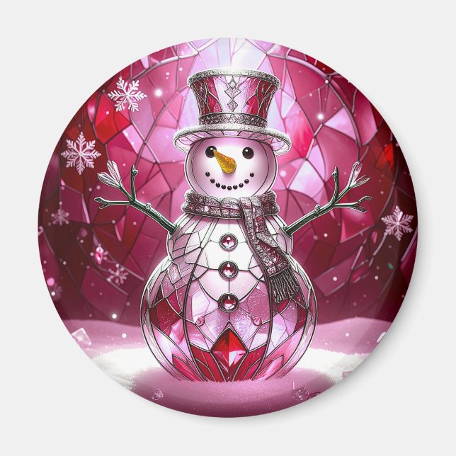 Röd Snömannen Snöflingor Högtidsmagnet Magnet (Framsidan)