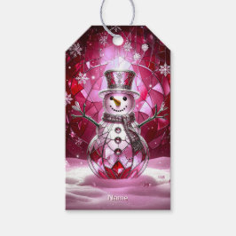 Röd Snömannen Snöflingor Jul Gåva Etikett