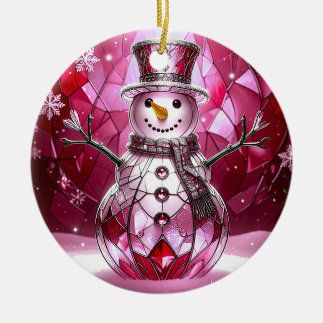 Röd Snömannen Snöflingor Juldekoration (Framsidan)