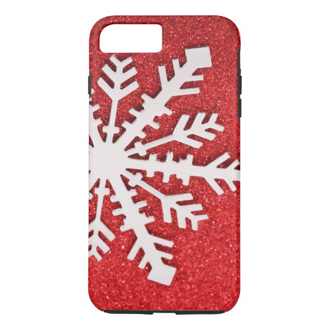 Röd Snowflake för glitterjulSparkles knappt Case-Mate iPhone Skal (Baksida)