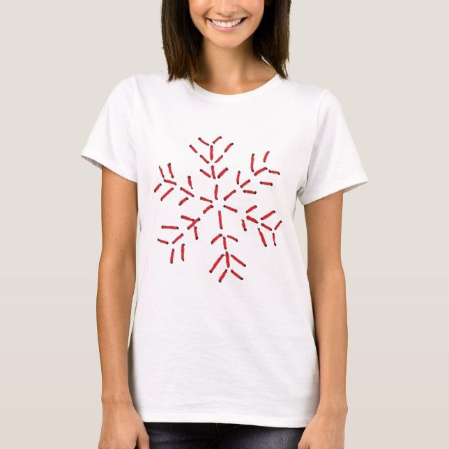 Röd Snowflake - syr T-shirt (Framsida)