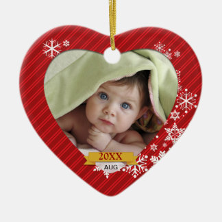 Röd Snowflakefotoprydnad Julgransprydnad Keramik