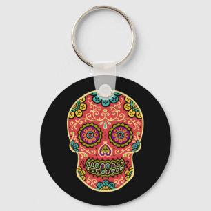 Röd sockerskalle Keychain Nyckelring
