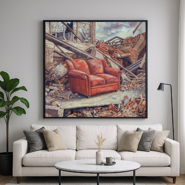 Röd soffa i Rubble - Oväntad skönhetskonst Poster (Skapare uppladdad)
