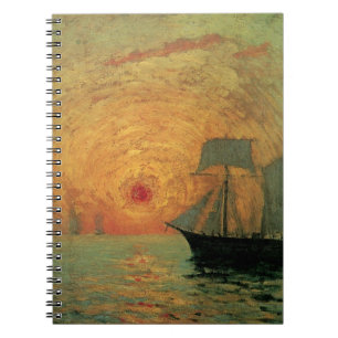 Röd sol av Maxime Maufra, Vintage Impressionism Anteckningsbok Med Spiral