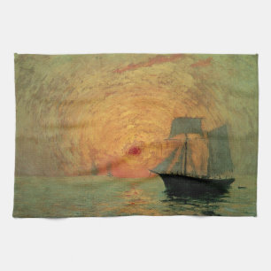 Röd sol av Maxime Maufra, Vintage Impressionism Kökshandduk