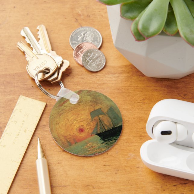 Röd sol av Maxime Maufra, Vintage Impressionism Nyckelring (Skrivbord)