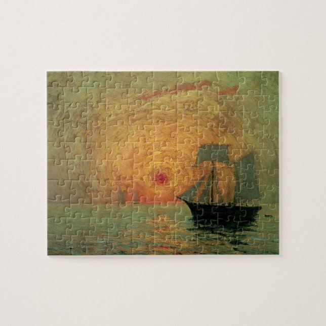 Röd sol av Maxime Maufra, Vintage Impressionism Pussel (Horisontell)