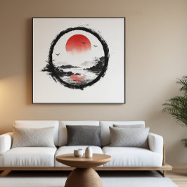 Röd Sol Berg Konst - Zen Balans Perfect Poster