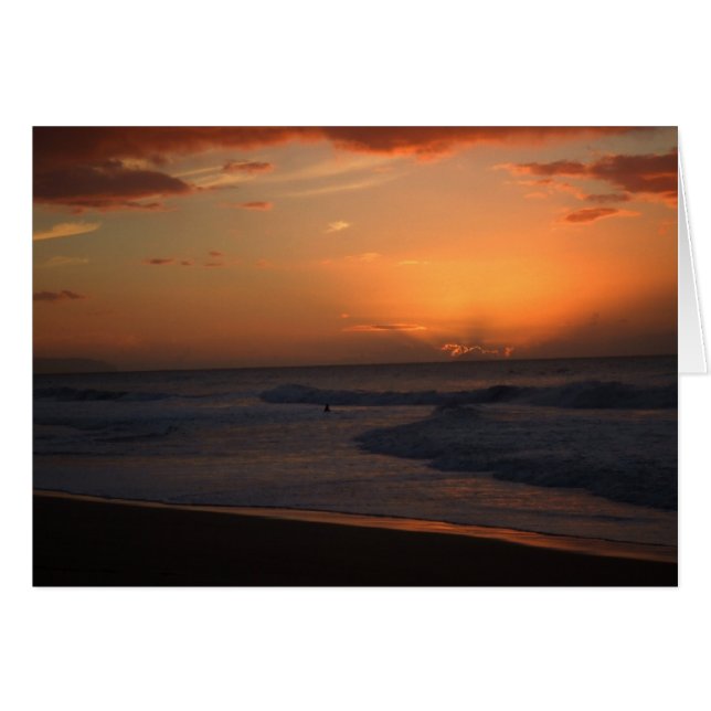 Röd solnedgång hälsningskort (Framsidan Horizontal)