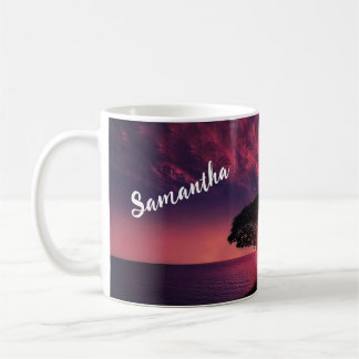 Röd solnedgång Namn Kaffemugg